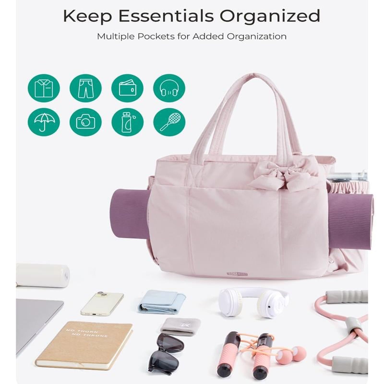 Bolso De Mano para Mujer, Diseño De Lazo En Relieve Ligero, Gran Capacidad De Almacenamiento De 23l, Adecuado para Desplazamientos Y Viajes En Múltiples Escenarios (Pink)