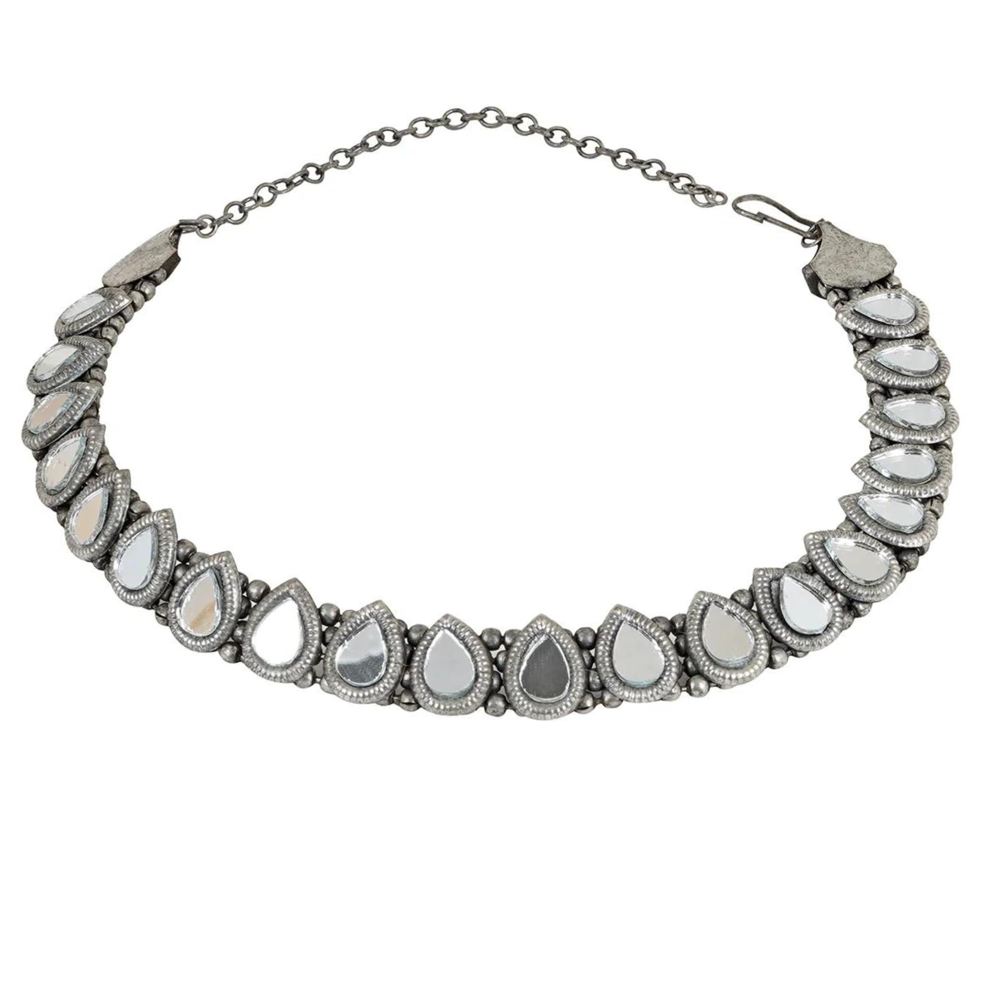 Dulcett India Oxidised Jewelry Set for Women & Girls | Traditional Mirror Work Oxidised Choker Necklace for Women & Girls |Timeless Elegance & Beautiful Choker Necklace For Women & Girls (B0CHSGXBZD) Amazon Price History, Amazon Price Tracker