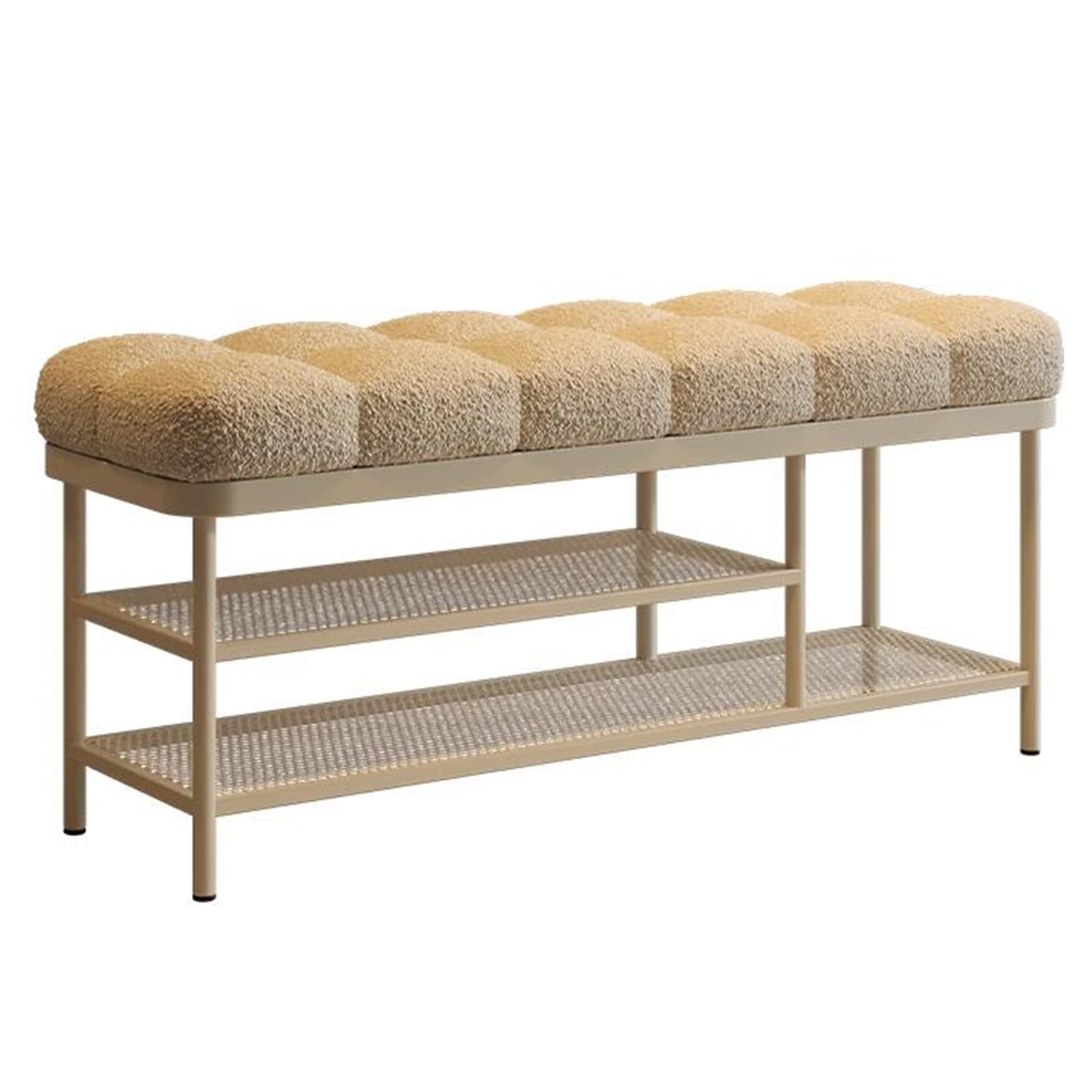 Banc de rangement à chaussures rembourré avec pieds en métal pour chambre cocooning