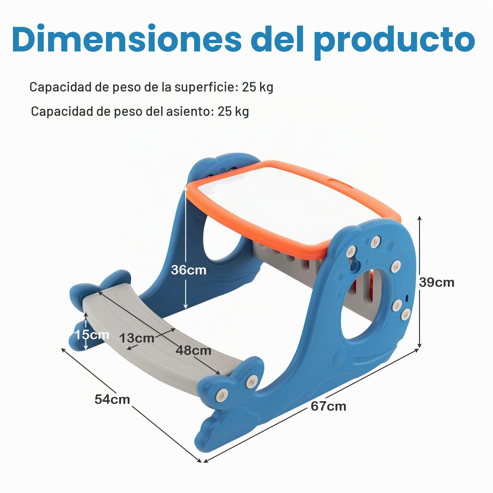 HOMASIS Juego de mesa de actividades y pizarra para niños, Caballete convertible infantil 4 en 1 con banco, Mesa de dibujo con tablero y forma de ballena, para niños más de 1 años, 67x54x39cm, Azul