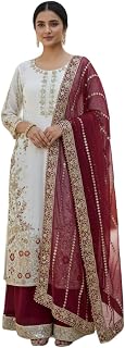 the Diva Studio Women's Embroidered Heavy Frendy Silk Salwar Suit Set with Dupatta Palazzo, Traditional Indian Ethnic Wear Price In India