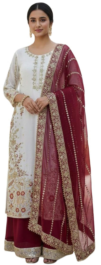 the Diva Studio Women's Embroidered Heavy Frendy Silk Salwar Suit Set with Dupatta Palazzo, Traditional Indian Ethnic Wear - Review, Price and Buying Guide