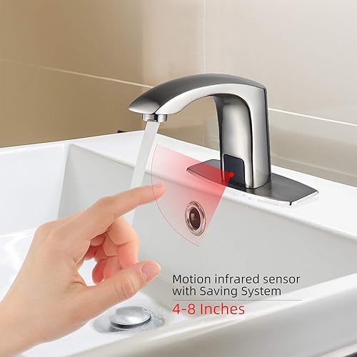 Miniatura 5 de HALO Grifo de baño sin contacto con sensor comercial automático con cubierta de orificio, placa de cubierta, grifo activado por movimiento, manos