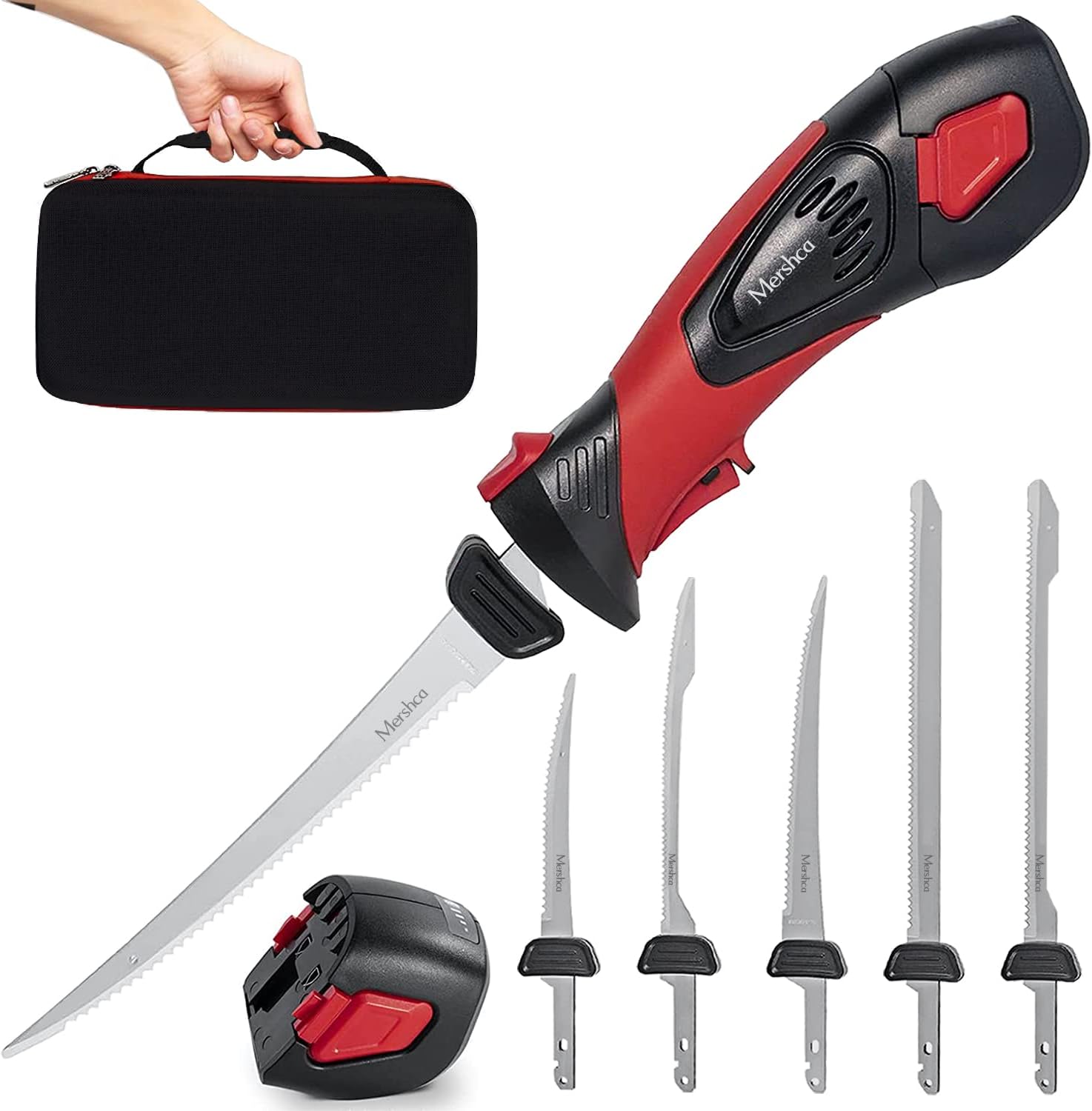Mershca Cordless Electric Fillet Knife, with 5 TiNitride