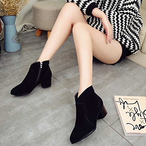 Bottes en daim vache taille 22.3cm à talons épais et velours