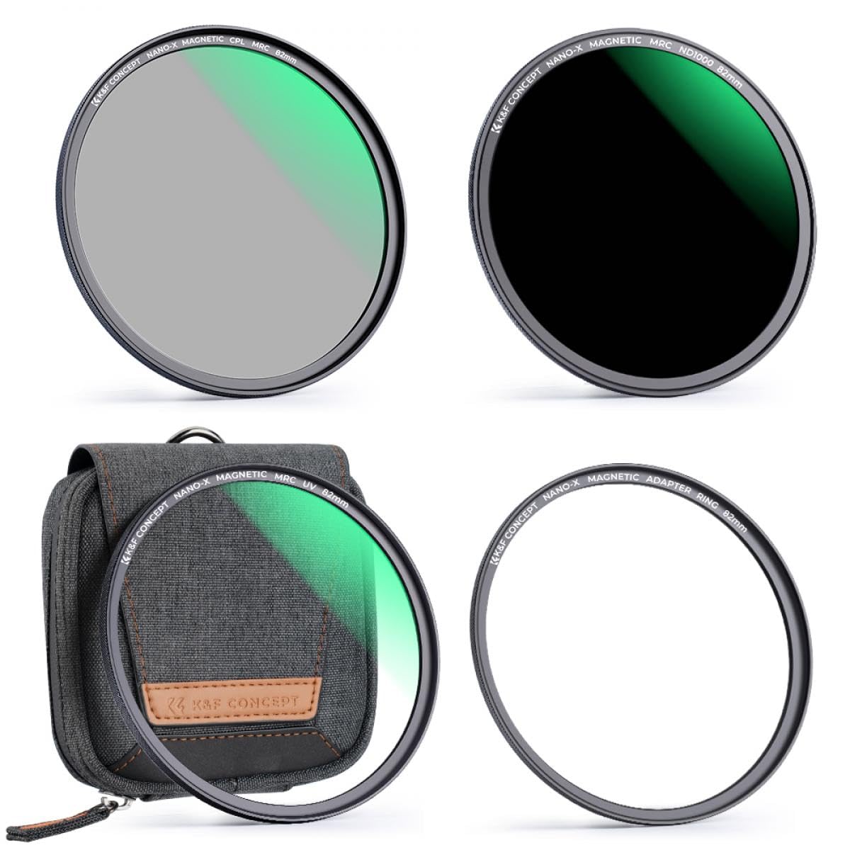 K&F Concept Nano-X Series 4 en 1 Kit de filtros de lente magnético MCUV CPL fijo ND1000 con 28 revestimientos múltiples para lente de cámara, impermeable, resistente a los arañazos con bolsa de filtro