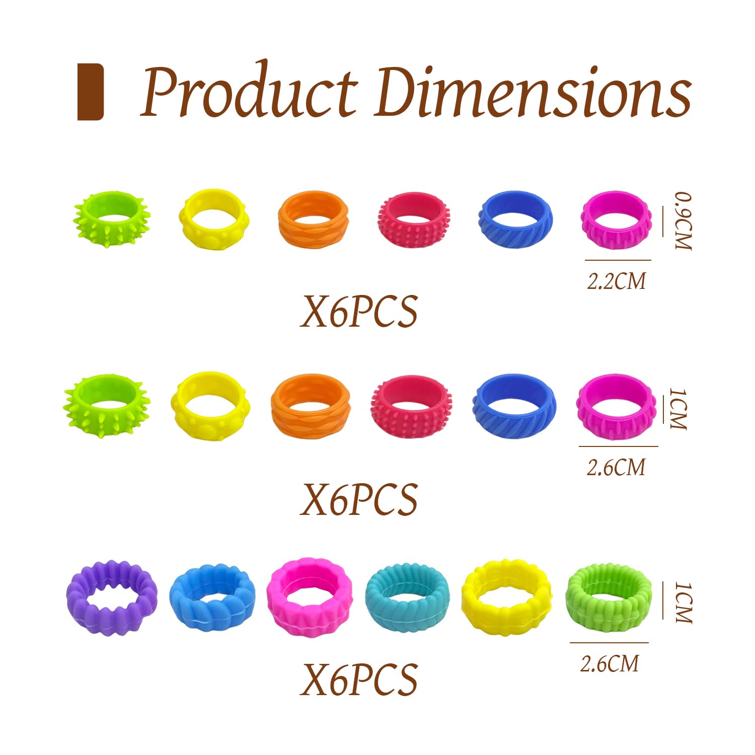 MXGHWG 18 Pieces of Silicone Rings, Decompression Ring Toys, Anxiety Relief Sensory Rings - Image 2