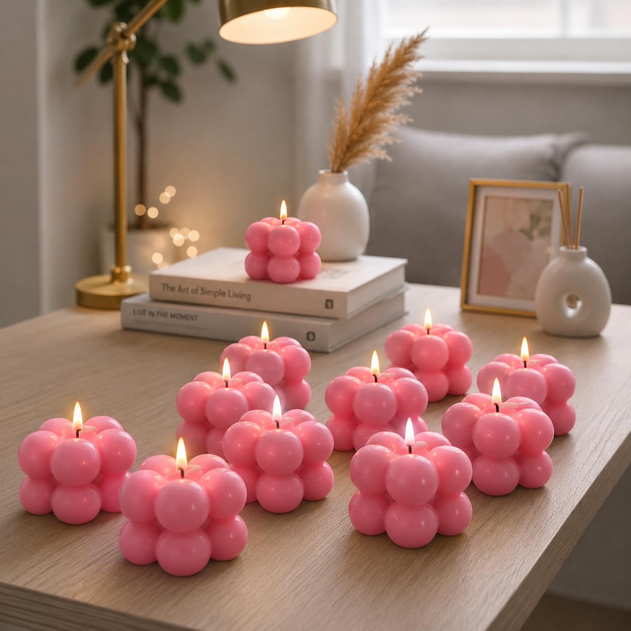 Mini Bubble Cube Soy Wax Candle – Scented Decorative Candle for Home Decor, Room & Desk | Long-Lasting Burn (4–5 Hours) | Candle Set (4, Cashmere Pink)-image-19
