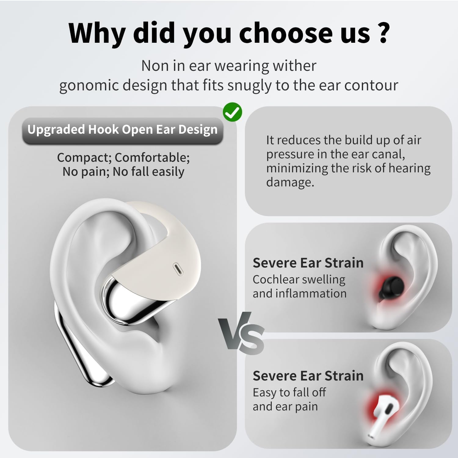 Open Ear Clip Wireless Earbuds Bone Conduction Headphones, Bluetooth 5.4, Open Ear Design, Built-in Mic, IPX7 Waterproof, LED Display Charging Case,Ear Hooks Ear Buds for Fitness/Travel/Gym/Running - Image 9