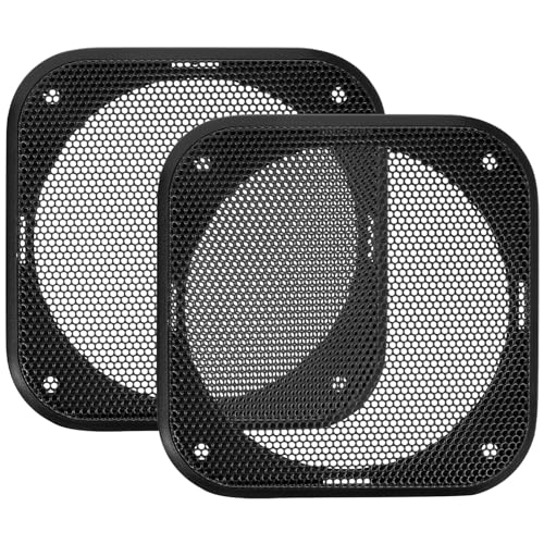 TOPPERFUN 2Pcs Car Speaker Grille, 4in Car Speaker Grille, Metal Speaker Protective Cover, Car Speaker Grille Frame, Square Audio Dust Cover