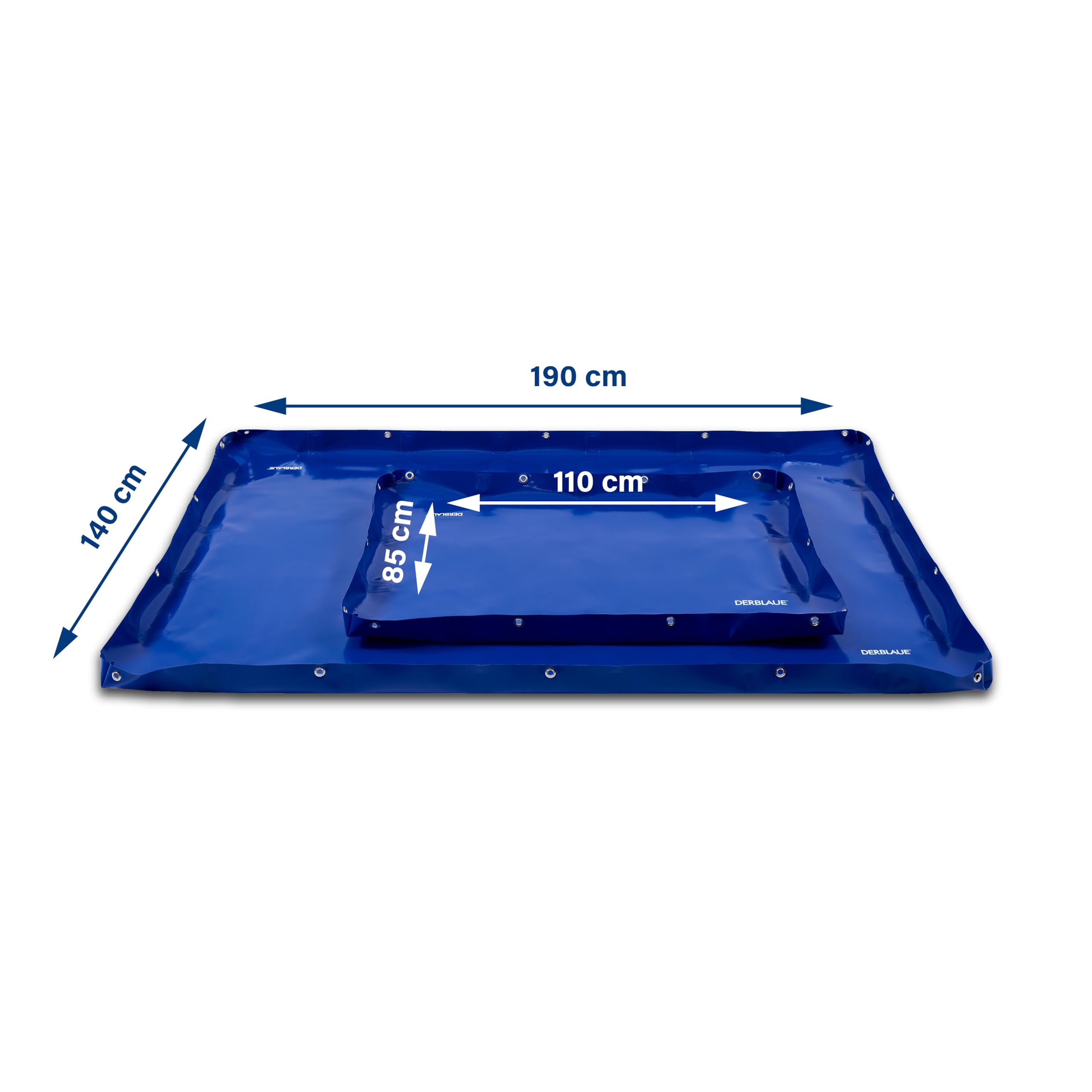 DerBlaue® Unterlegwanne – Faltbare Schutz- und Auffangwanne für SHK, Werkstatt & Baustelle, robuster Auslaufschutz für Schmutzwasser und Öl, Werkzeugablage & Umgebungsschutz (110 cm x 85 cm)