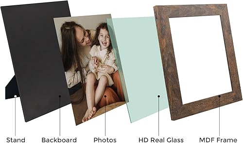 Miniatura 6 de Frametory, Marco de fotos de 8 x 10 pulgadas, estilo de grano envejecido, marcos para fotos o fotos de 8 x 10, diseño de moldeado amplio con vidrio