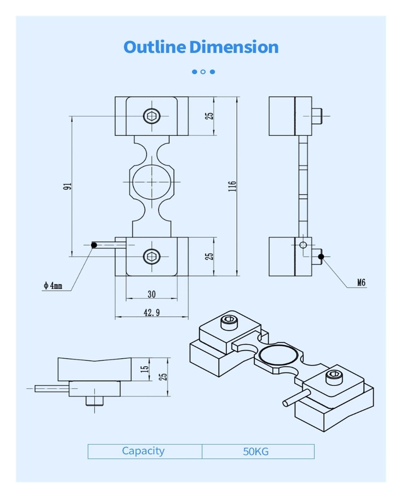 Cella di Carico Cella Di Carico Con Sensore Micro Estensimetrico Struttura Leggera Da 50 Kg Impianto Miscelazione Serbatoio Pesatura Ventola Monitoraggio Resistenza Agli Urti