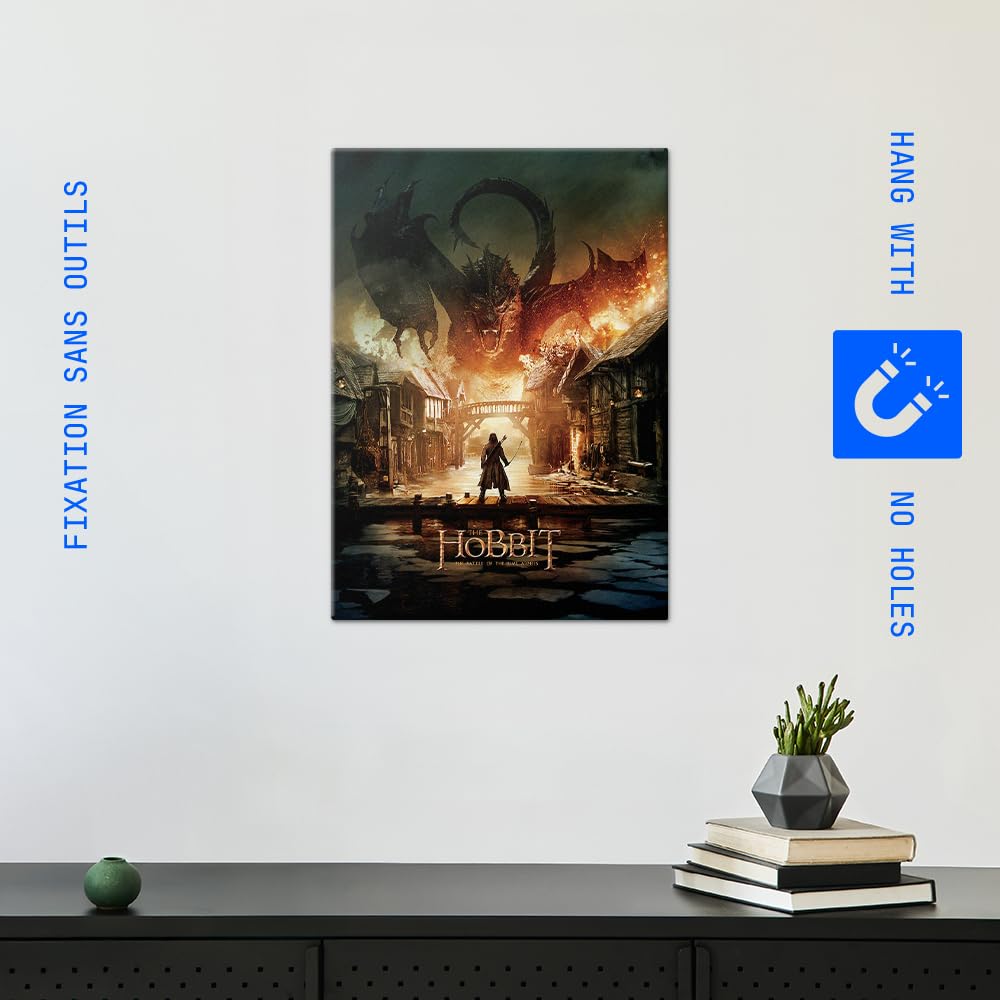 Displate Affiche Métallique Le Seigneur des Anneaux - Middle-Earth - The Hobbit Battle of the Five Armies - Déco Maison Chambre - Cadeau - Decoration Murale Salon Metal Poster 32 cm x 45 cm