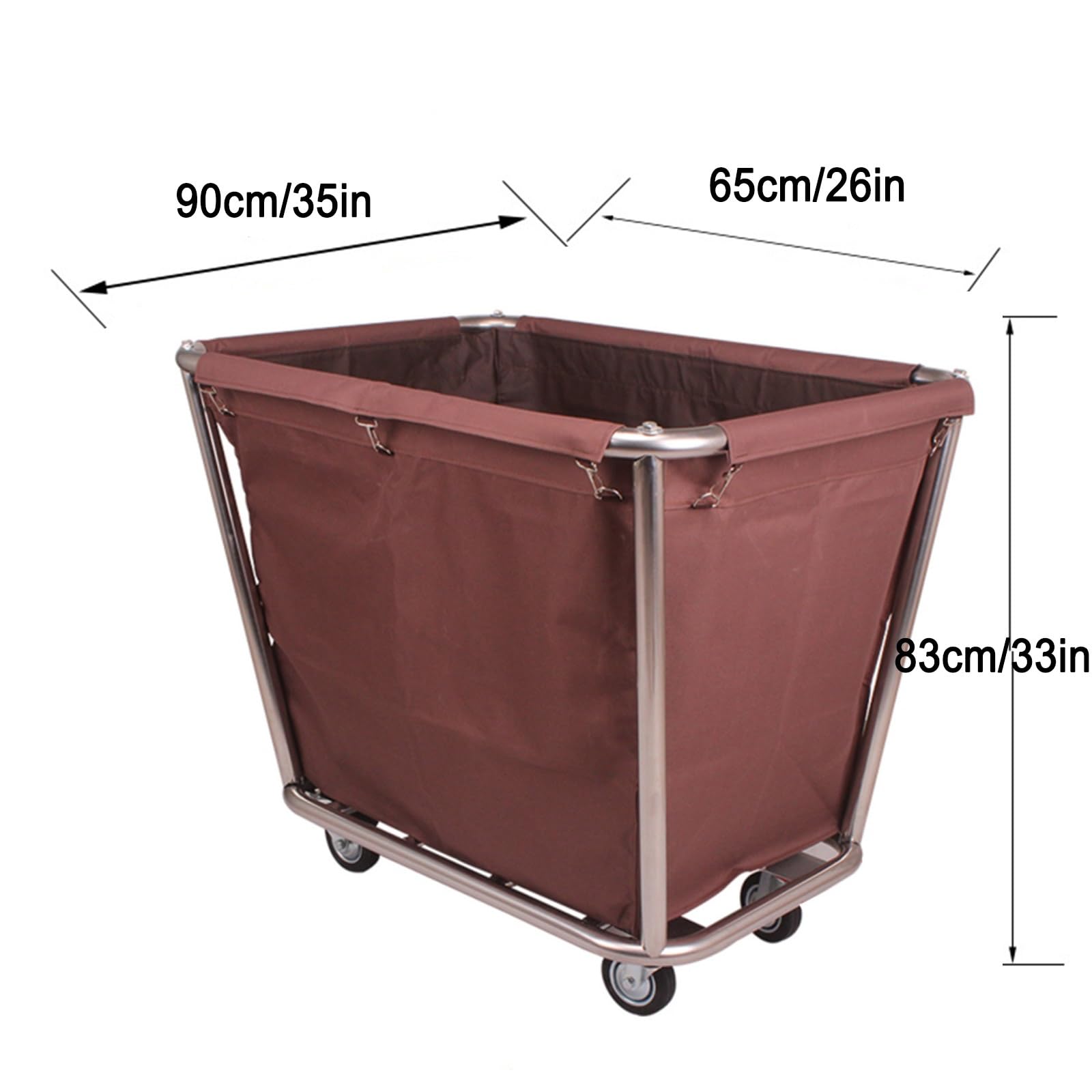 Cesta de lavandería resistente con ruedas, capacidad de 200 kg, bolsa interior extraíble, ideal para uso doméstico e industrial, color marrón, solución de limpieza duradera