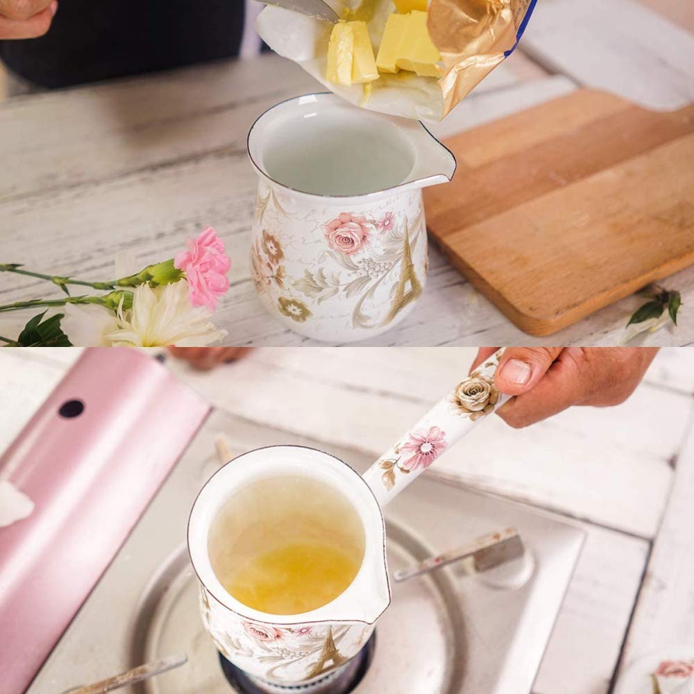 Kaffeekanne im türkischen Stil, Mini-Emaille, Vintage, kleine Milchkanne mit Deckel, Emaille, weiß,
