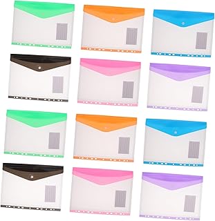 Ciieeo 12 Peças Pasta De Arquivo A6 Envelopes Com Zíper A6 Envelopes Pastas Coloridas Sacos De Arquivo Tamanho A4 Pastas De Arquivo Organizador De Fichário Papéis Translúcidos Bolsos De