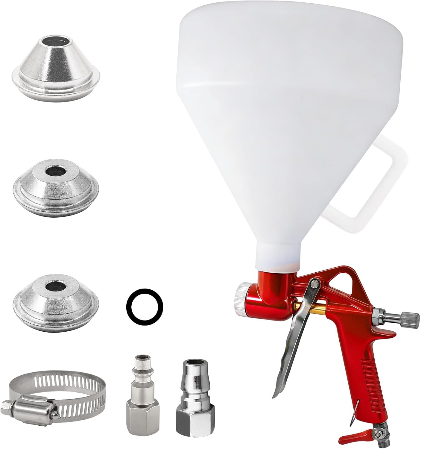 Texture Drywall Sprayer,Air Hopper Spray Paint Guns with 1.5 Gallon Hopper, Includes 3 Nozzles (4.0mm/6.0mm/8.0mm), Air Texture Gun for Walls,Ceiling,Stucco Mud,Knockdow, Orange Peel