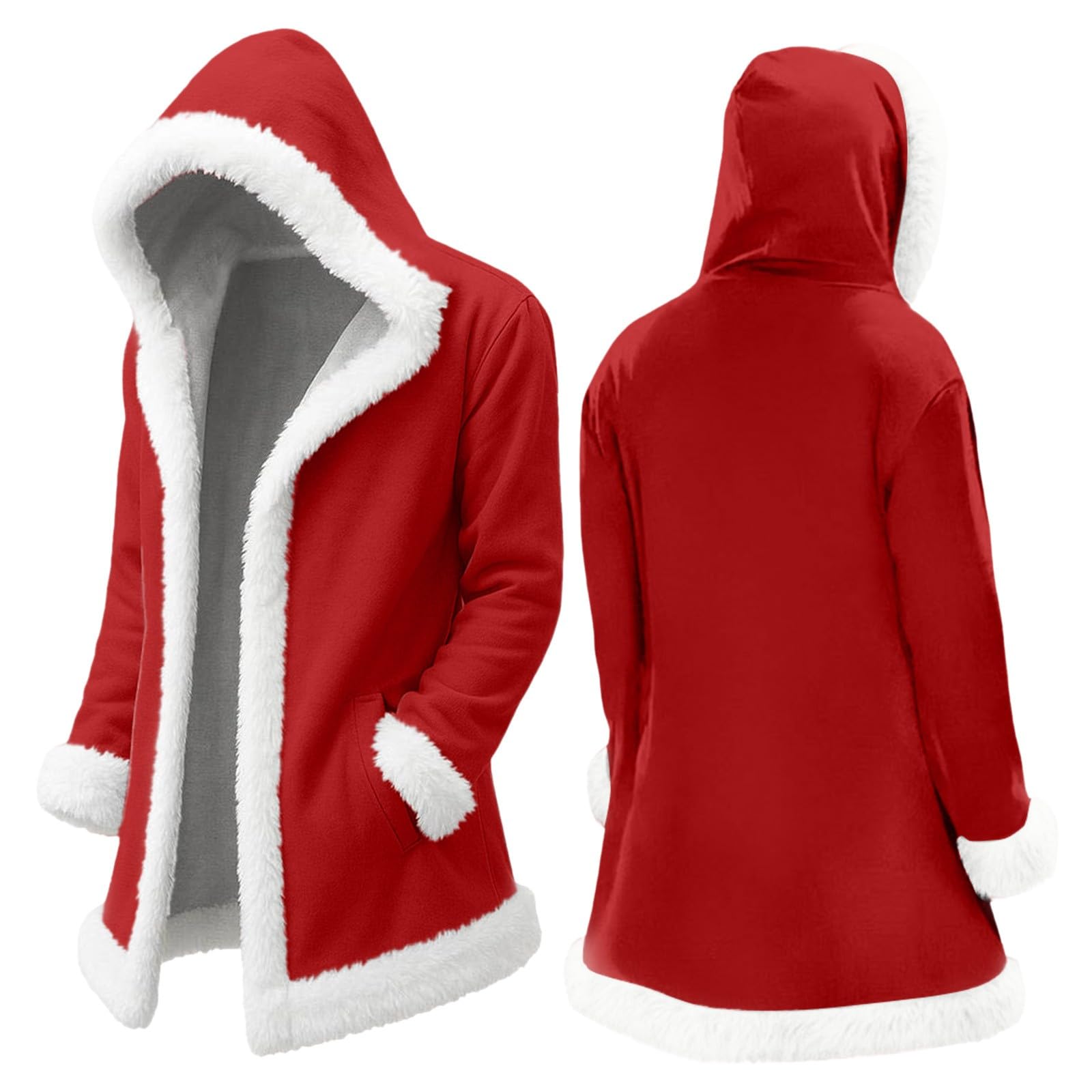 Veste De Noël pour Homme Manteau Long Homme Zippé, Sweat De Noel À Capuche Longue Grande Taille Père Automne Et Hiver Cardigan Blouson Moto Rétro pour Quotidien Chaud Xmas Sweatshirts
