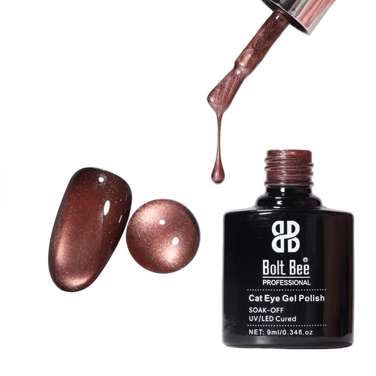 Bolt Bee Silver Cat Eye Gel Nail Polish 9ml | Magnetic Silk Cateye Soak Off UV LED Gel Polish | Long Lasting High Shine Nail Art Gel for Salon, Home Manicure & Professional Use (10)-image-36