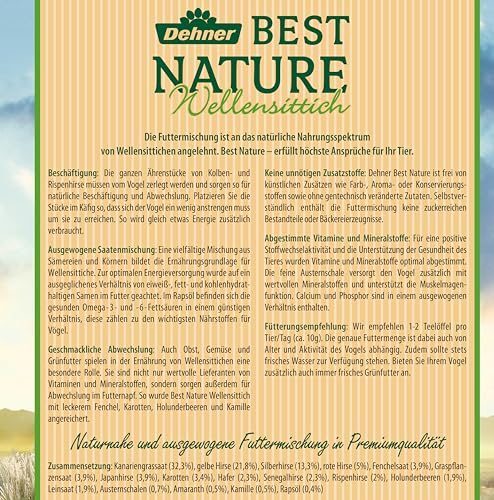 Dehner Best Nature Vogelfutter, Wellensittichfutter, 2.5 kg