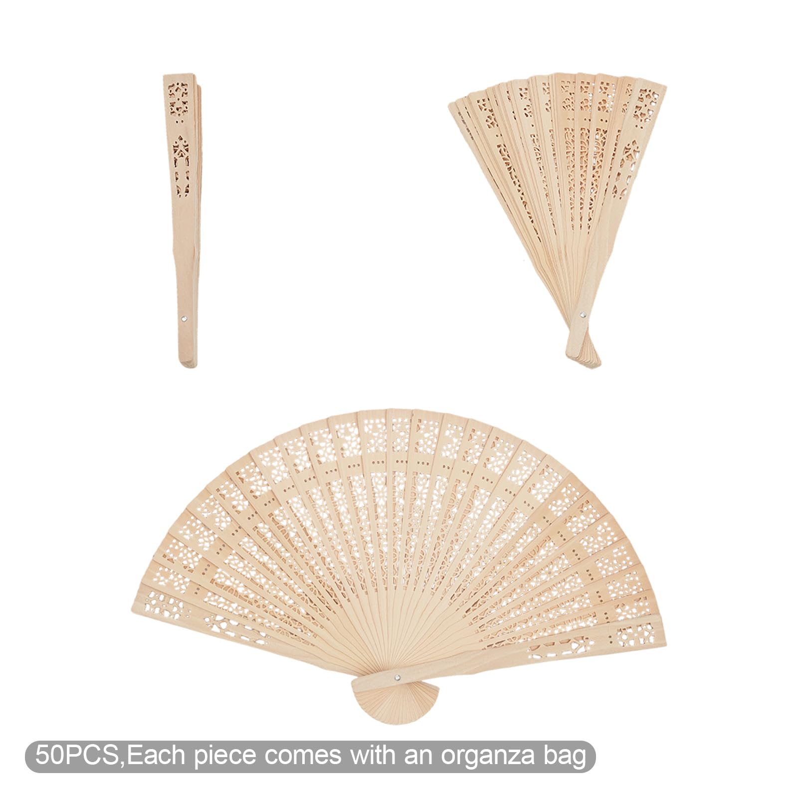 50 Stück Personalisierter Handfächer aus Holz, Hochzeitsfächer mit Gravur für Text & Symbole, Gäste Geschenk Fächer für Hochzeit, Feier, Sommer Party