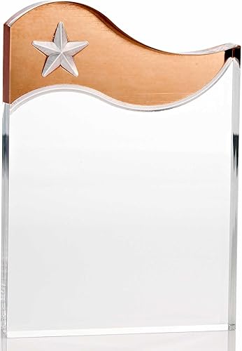 Miniatura 4 de Baudville Trofeo acrílico grabado con estrella de oro rosa, premio de acento de cobre metálico, 3er lugar, grabado personalizado de hasta tres