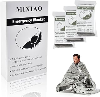 MIXIAO Survival/First Aid Blankets, Insulating, Reflective, Silver, 130 x 210 cm