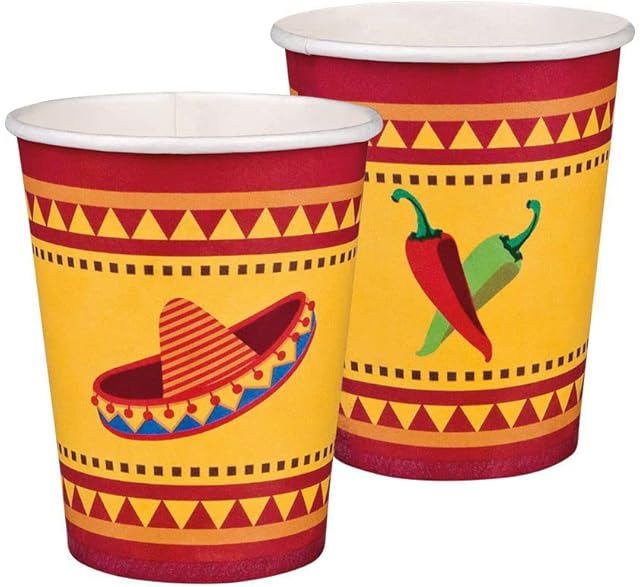 Boland 54398 - kubki imprezowe Fiesta, 10 sztuk, 210 ml, przyjazne dla środowiska naczynia imprezowe, 100% papier, urodziny