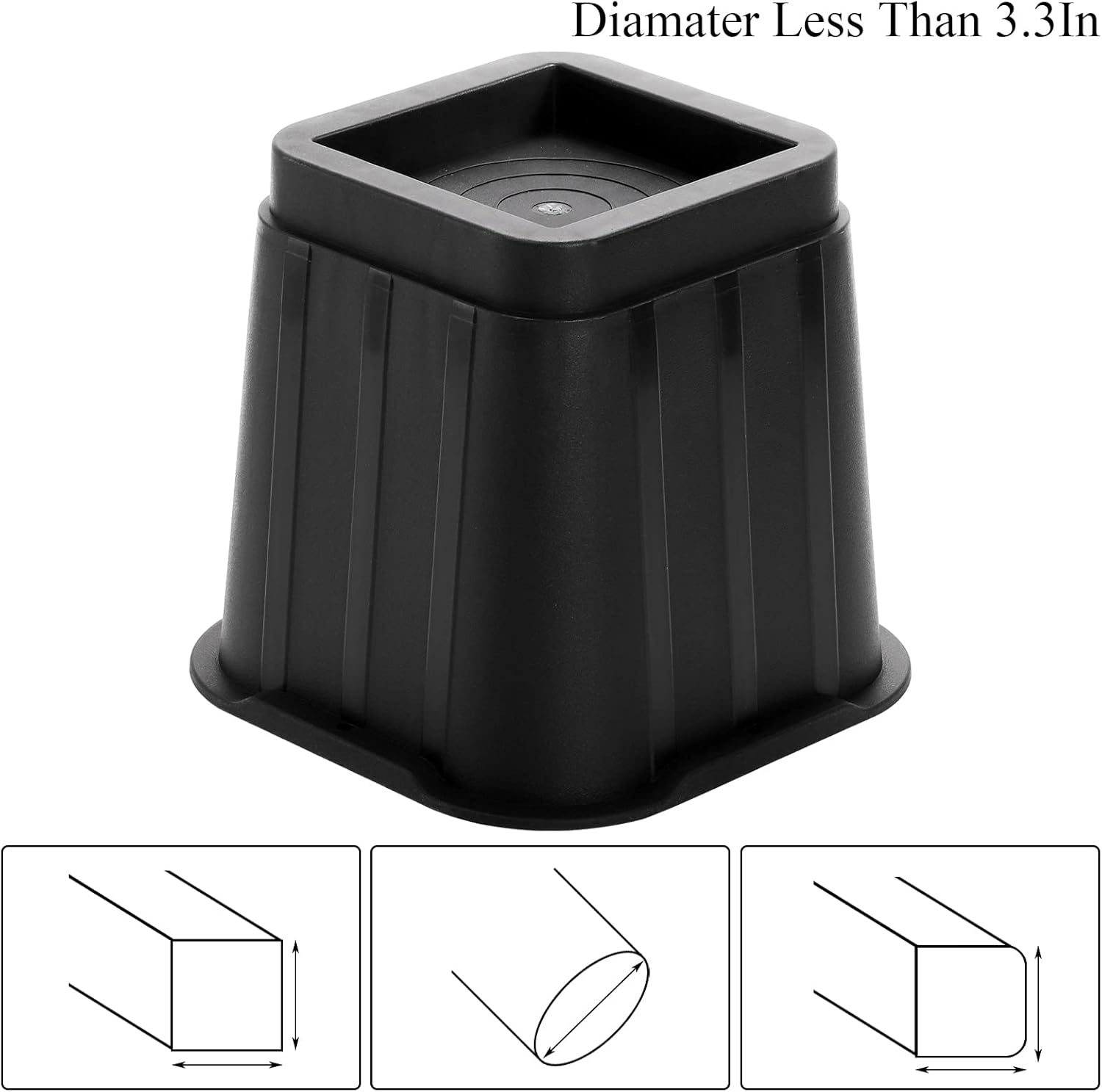 Coloch 6 Pack 5 Inch Bed Furniture Risers, Black Heavy Duty Furniture Frame Lift Square Bed Leg Elevator for Bed, Couch, Desk, Chair, Sofa, Table, Support up to 3000 Lbs