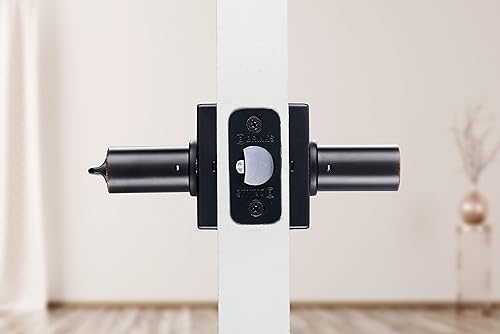 Miniatura 10 de BRINKS Paquete de 6 manijas de puerta rectas de paso interior contemporáneo de bronce toscano - Manija de puerta recta sin llave con acabado de