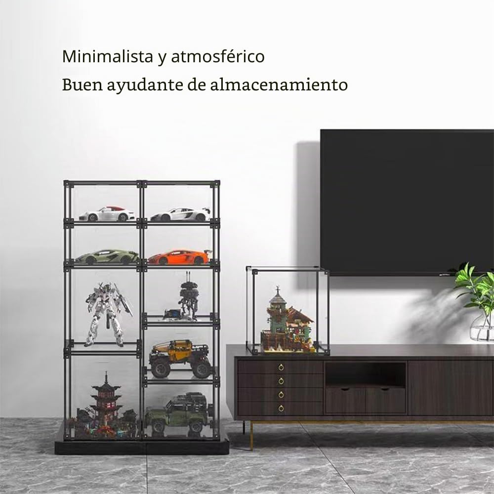 Vitrina de acrílico, Vitrina apilada Transparente, Vitrina de coleccionista a Prueba de Polvo, Puerta autoensamblada, Modelo de muñeca de Juguete, colección de muñecas de automóviles (30x30x20cm)