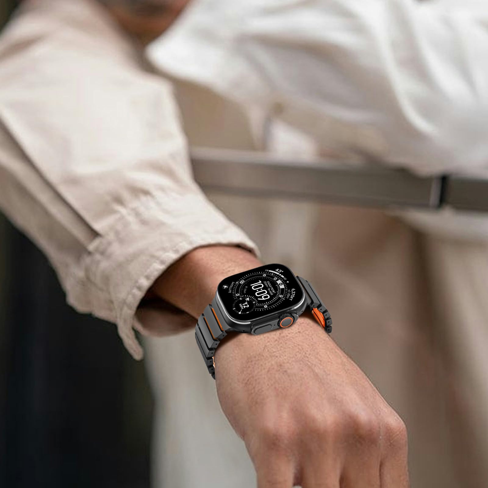 Fullife Bracelet en silicone titane pour Apple Watch Ultra 49 mm