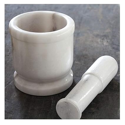 JMH Marble Mortar and Pestle Set for Grinding Small Spices and Medicines(3-inch, White)
