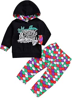 Toddler Kids Baby Girl Mermaid Spring Outfit Set Long Sleeve Hoodie Top Pants Leggings Holiday Birthday Gift - coolthings.us