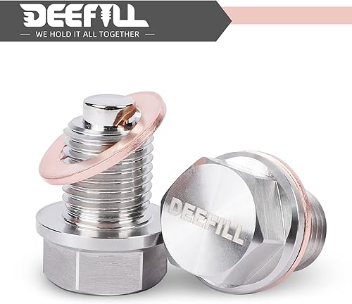 Miniatura 7 de DEEFILL Tapón magnético de drenaje de aceite M12 x 1.5 de acero inoxidable con arandela de cobre compatible con BMW, Benz