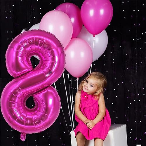 Miniatura 5 de Globos de cumpleaños de niña rosa, decoraciones de globos de cumpleaños de 6 para niñas, suministros de fiesta de cumpleaños de princesa, globos