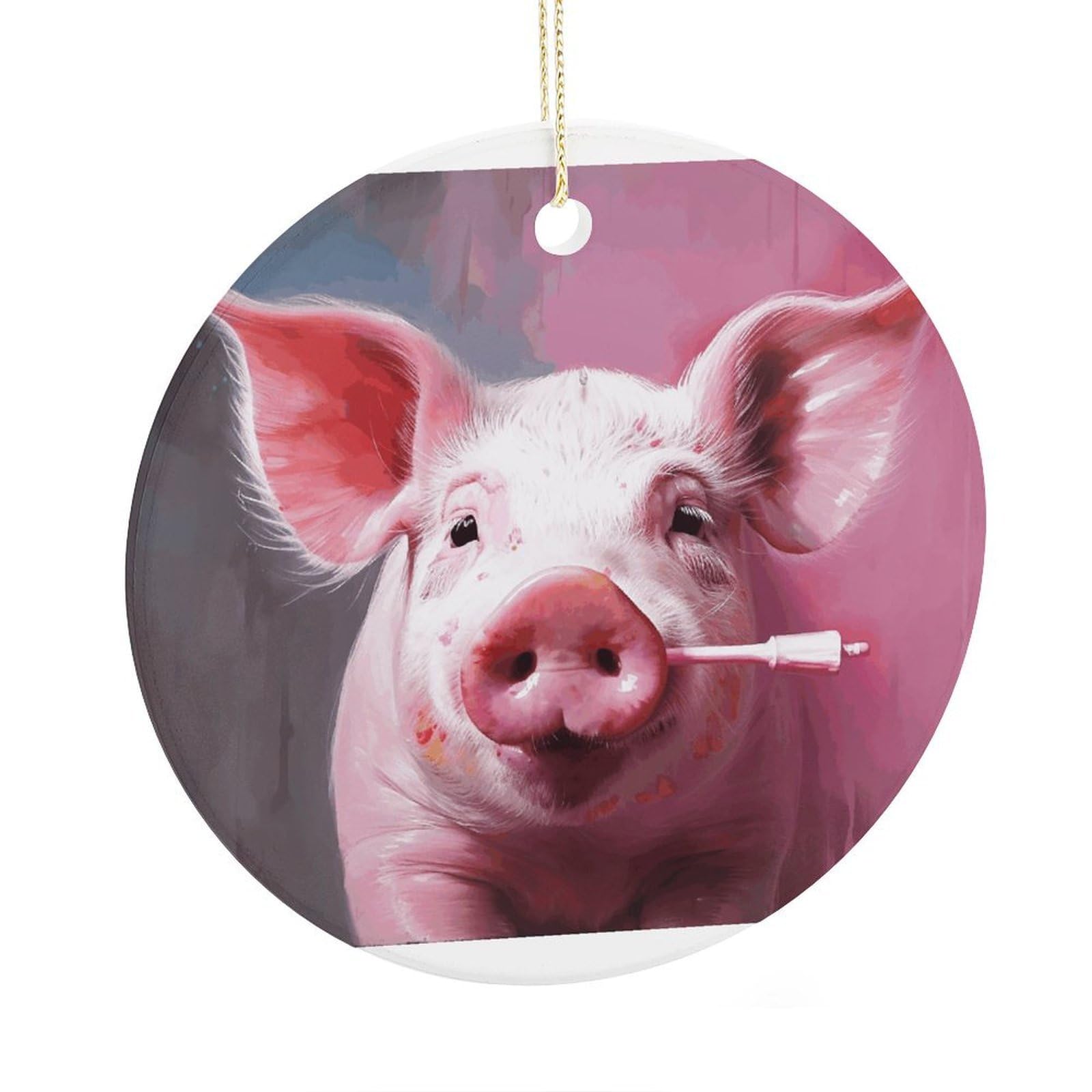 Adfgyerh Style Smiling (12) Ceramic Circular Pendant,2.9 Inch，Hanging Ornament，Gift Exchange Idea Round Ceramic Ornament,For Mom And Daughter，For Home Indoor Outdoor Decor.