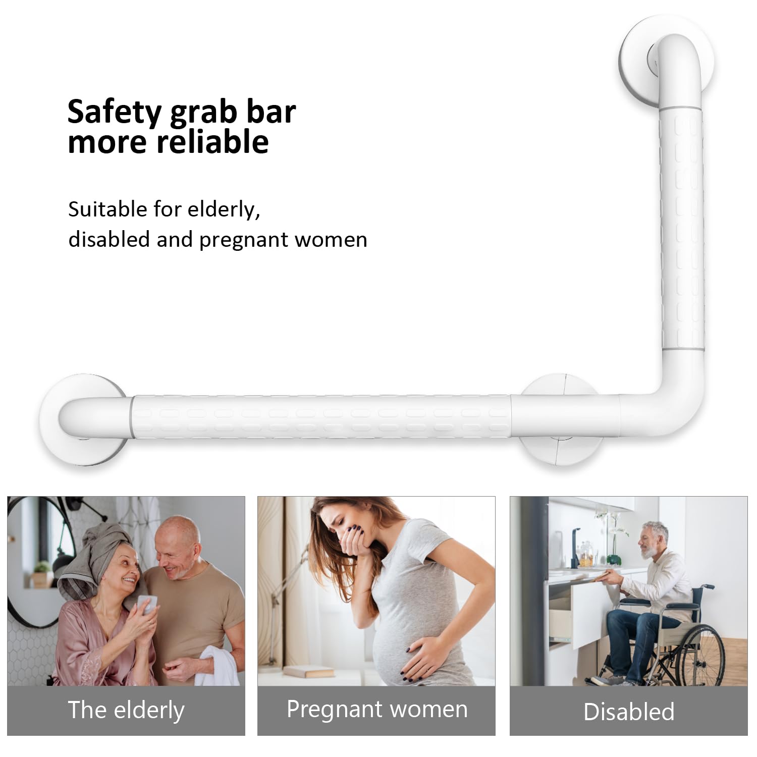 Maniglione Bagno Disabili, Maniglia Doccia Anziani, Maniglione in Acciaio Inox a forma di L, per Anziani e Disabili 40x60cm