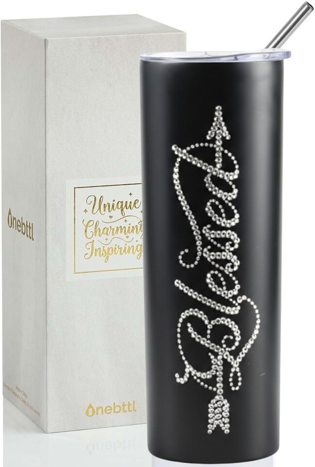 Onebttl Christian & Religous Gifts for Women, Blessed Gifts, 20 oz Rhinestone Sytle Stainless Steel Skinny Tumbler