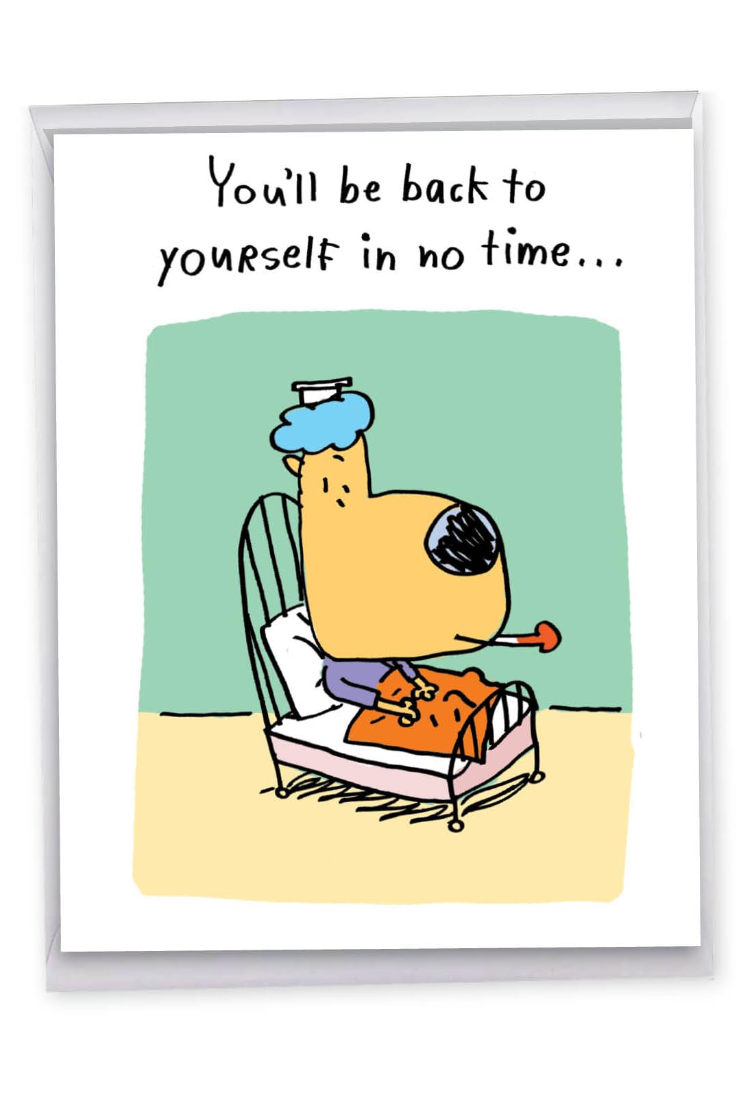 NobleWorks - Big Get Well Soon Card Funny (8.5 x 11 Inch) - Cartoon Feel Better Notecard, Humor Greeting - Old Self J9657