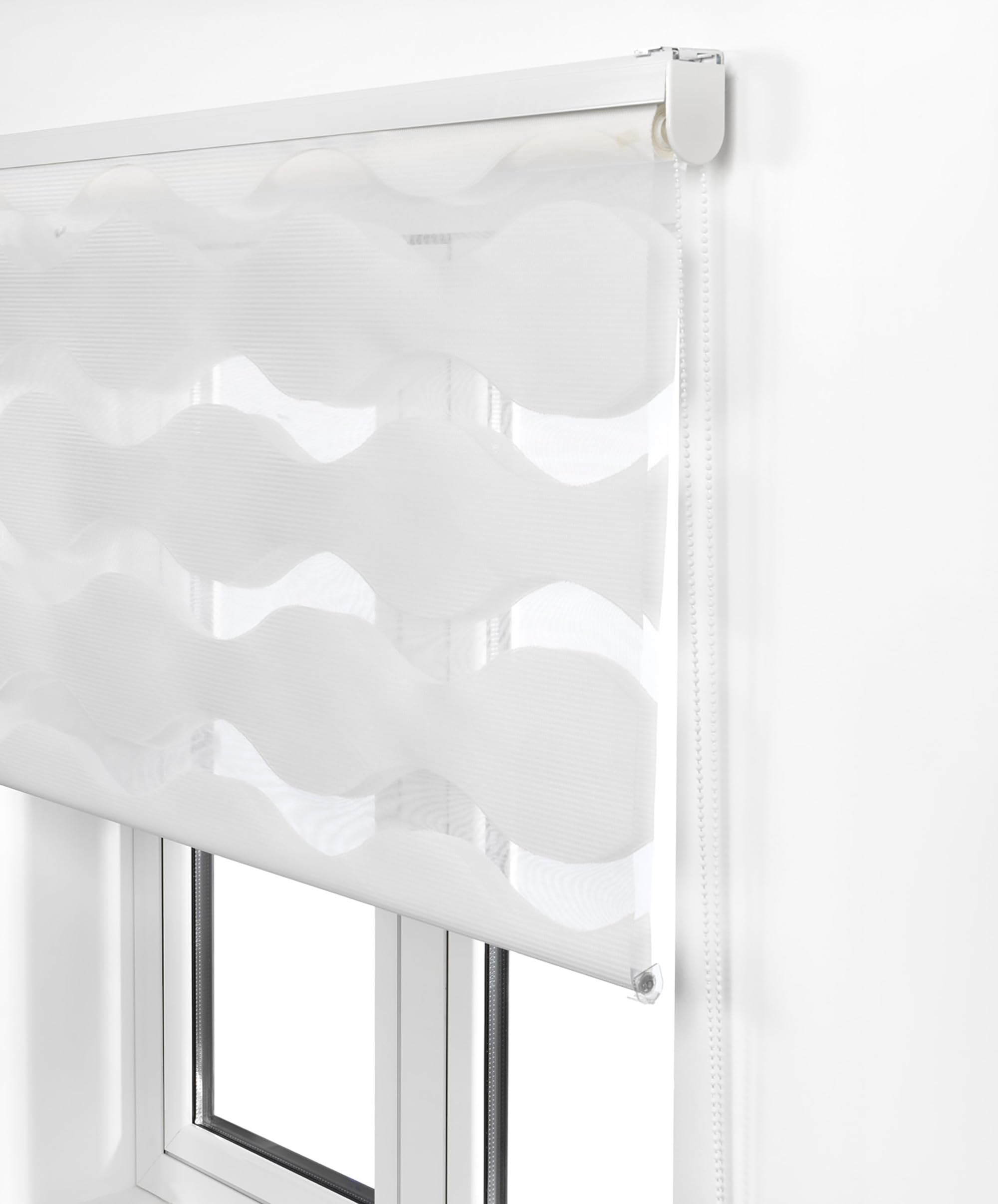 Elegancka roleta nocna i dzień Rozmiar 140x180 - roleta Noc i dzień Rozmiar tkaniny 137x175 - Roleta Łatwa instalacja Biały