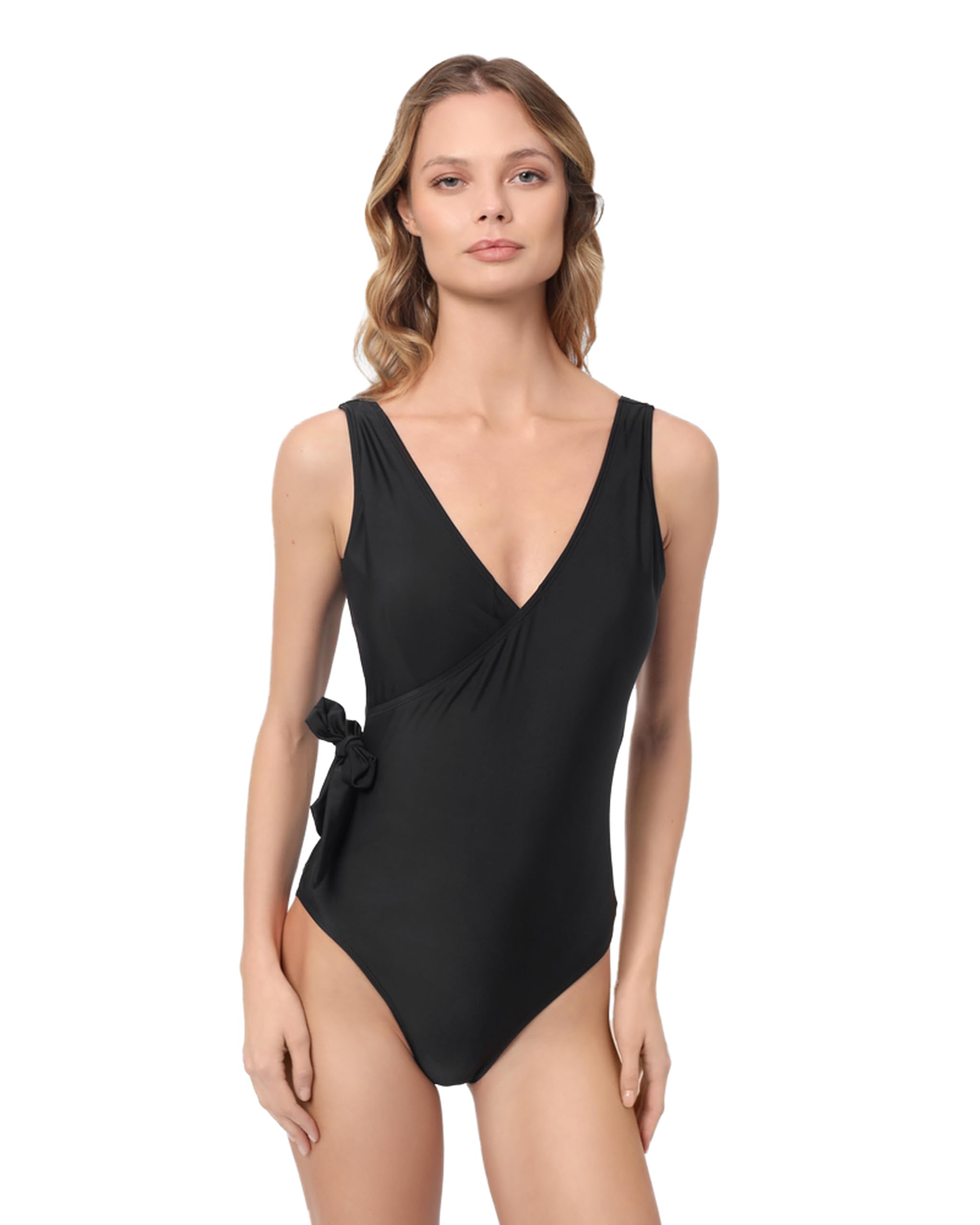 Eva CambruWomen's Nylon Swimsuit with a bow on the right side, Slim Fit