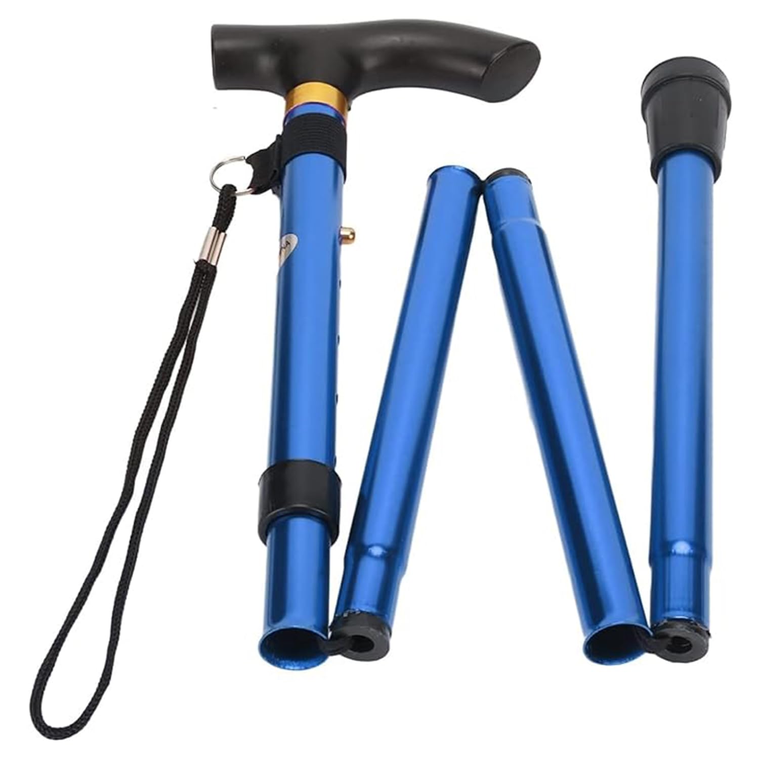 Foldable Walking Stick - Adjustable Height Aluminum Cane for Seniors, Adults & Physically Challenged with Ergonomic Handle (Blue) Foldable Walking Stick - Adjustable Height Aluminum Cane for Seniors, Adults & Physically Challenged with Ergonomic Handle (Blue)