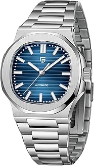 Pagani Design Men's Automatic Watch, Automatic Chronograph, Business Watch, Men's Stainless Steel Bracelet, Sapphire Watch, 100M Water Resistant, ST16 Automatic Movement