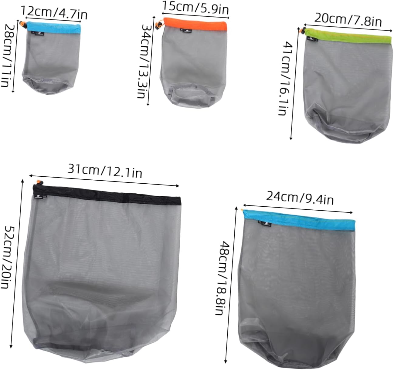 Mipcase 1set Outdoor Storage Sack Polyester Mesh Drawstring Bags for Camping Hiking and Travel Lightweight Reusable Efficient Compression Includes for Organizing Gear and Clothes