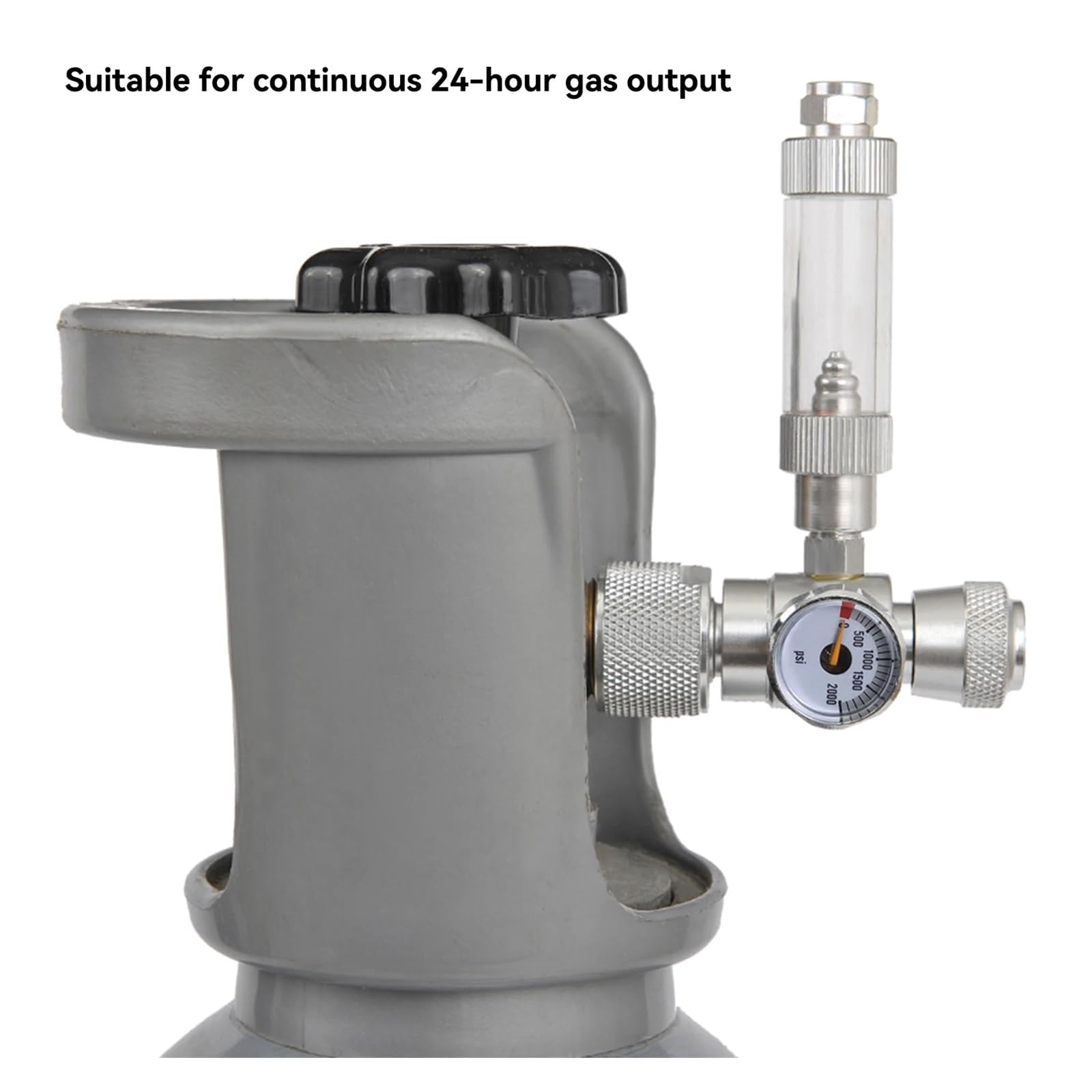 Válvula de aguja reguladora de flujo de CO2 con mini manómetro, control de caudal de gas de 0 a 2000 PSI, rosca W21.8 Fácil de controlar(With bubble counter)