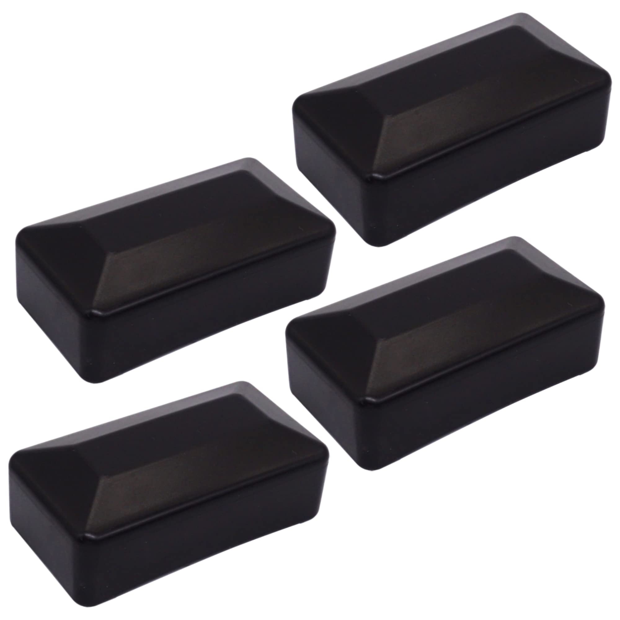 SKIR'CO (4 pcs) Fence Post Caps, Rectangular Black Plastic Caps 40 x 80 mm, Fence Post Covers, Jet Black RAL 9005 Colour