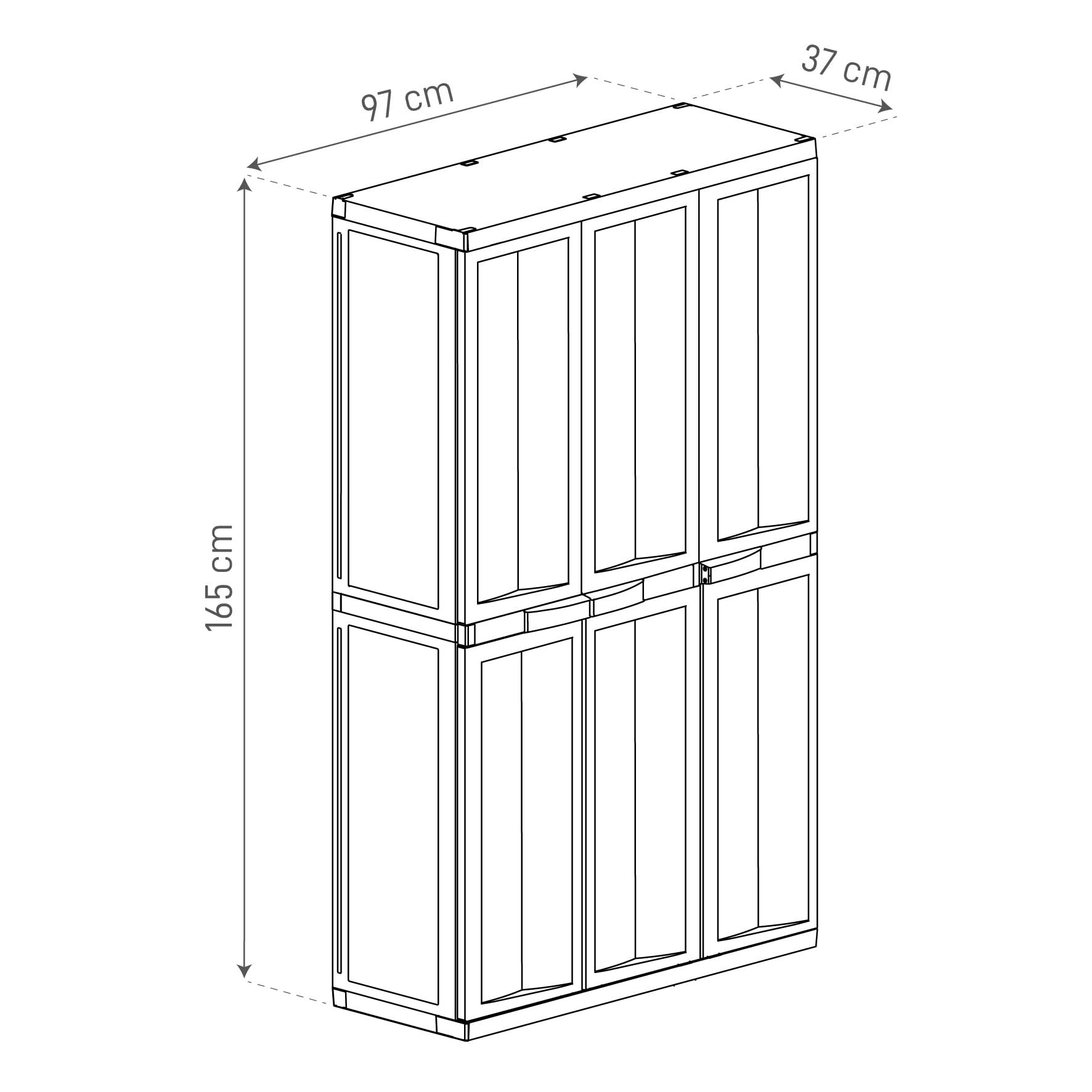 TOOMAX Kleiderschrank Trend Midi 3-türig schwarz/basaltgrau 97x37x165 cm aus recyceltem Kunststoff UV-beständig abschließbar