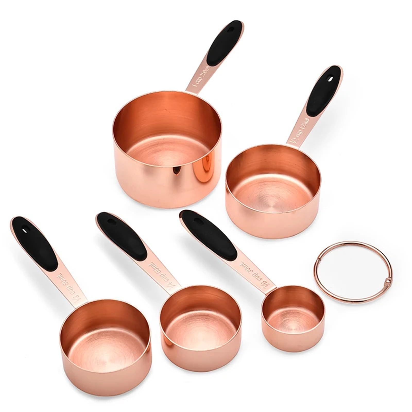 5/10-teiliges Messbecher-Set aus Edelstahl, Küchen-Backwerkzeug, plattiertes Kupfer, Roségold, Kaffee-Messlöffel, Kochzubehör für Flüssigkeiten und Feststoffe